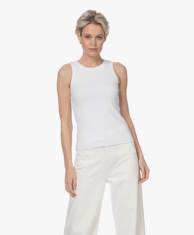 Josephine & Co Cotton Ribbed Jersey Tank Top - White