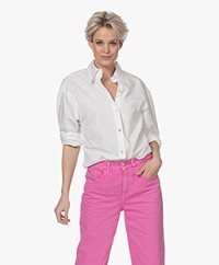 Vince Sculpted Cotton Poplin Gathered Shirt - Off-white