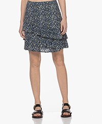 indi & cold Viscose Printrok met Volants - Marino