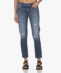 Denham Monroe Destroyed Girlfriend Fit Jeans - Mid Blue