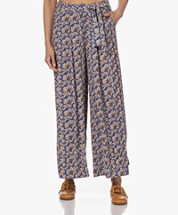 by-bar Wanda Tropico Print Cropped Wide Leg Pants - Blue/Beige