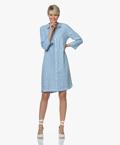 Belluna Jerry Garment-dyed Linen Shirt Dress - Light Blue