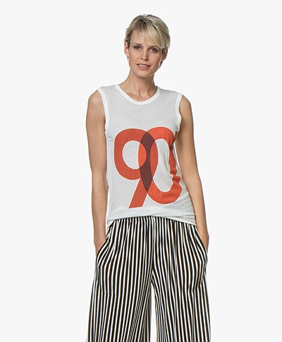 ba&sh Daisy Printed Tank Top with Cashmere - Off-white