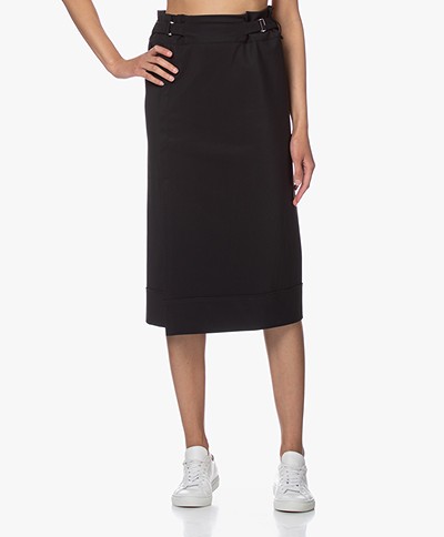 Woman By Earn Ikes Tech Jersey Midi Skirt - Black