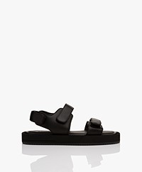 COPENHAGEN STUDIOS Nappa Leather Velcro Sandals - Black