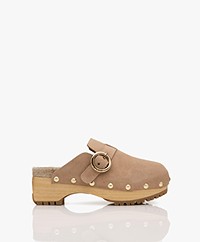 See by Chloé Suede Viviane Wooden Clogs - Oat