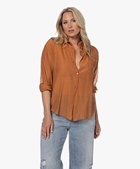 Pomandère Semi-sheer Cotton-Silk Shirt - Terracotta
