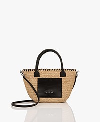 IRO Narcy Raffia Hand Bag with Leather Details - Black/Natural