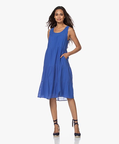 indi & cold Voile Tiered Dress - Cobalt
