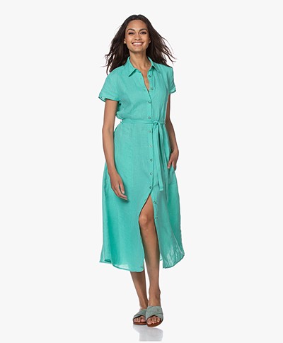 Kyra & Ko Pebble Linen Midi Shirt Dress - Poolblue