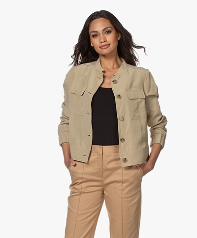 Kyra & Ko Aster Blazer Jacket in Tencel and Linen - Khaki