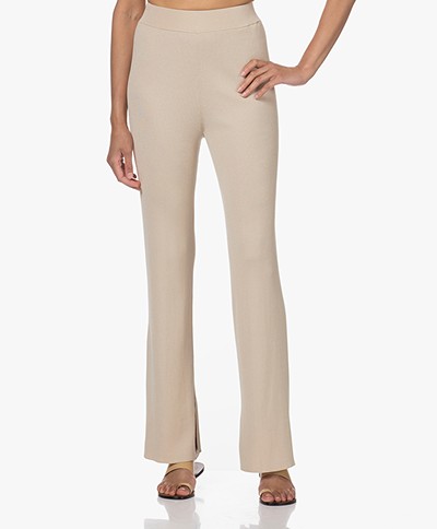 Drykorn Zone Flared Leggings with Slit - Beige 