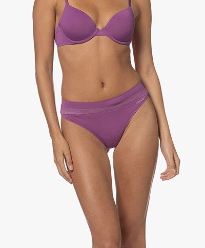 Calvin Klein Microfiber and Lace Thong - Amethyst