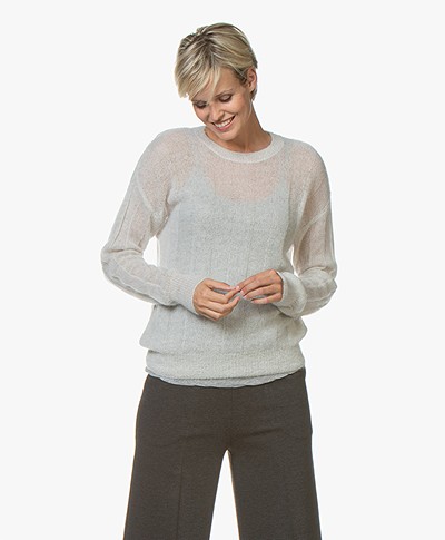 by-bar Gusto Mohair Blend Rib Pullover - Smooth Stone