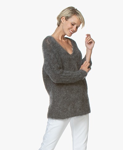 Vanessa Bruno Merlin Oversized Mohair Blend Sweater - Grey Melange