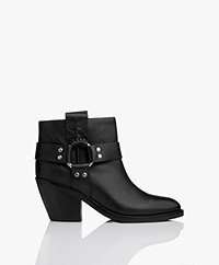 See by Chloé Western Leather Ankle Boots - Black
