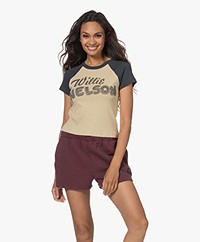 Daydreamer Willie Nelson Cropped Print T-shirt - Khaki Combo