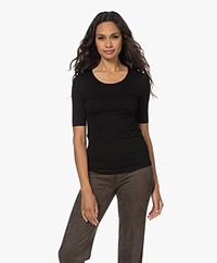 Majestic Filatures Superwashed T-shirt met Halflange Mouwen - Zwart