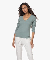 Repeat Organic Cashmere V-neck Sweater - Mineral
