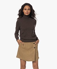 Repeat Fine Knitted Cashmere Roll Neck Sweater - Chocolate