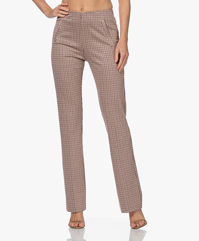 no man's land Houndstooth Jersey Pants - Wine