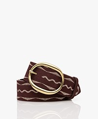 ba&sh Boreal Suede Belt with Decorative Topstitching - Grenat