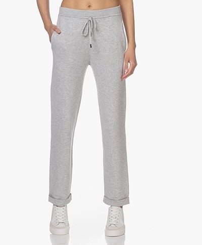 Repeat Cotton and Viscose Knitted Pants - Soft Grey