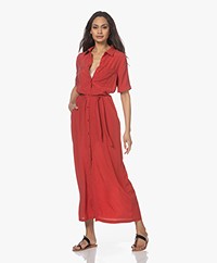 Denham Denise Cupro Blend Maxi Shirt Dress - Cardinal Red