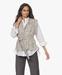 Drykorn St Ives Belted Waistcoat - Off-white/Black