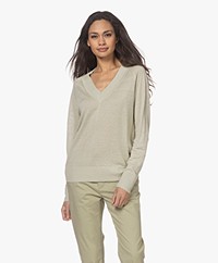 Repeat Linen V-neck Sweater - Seaweed