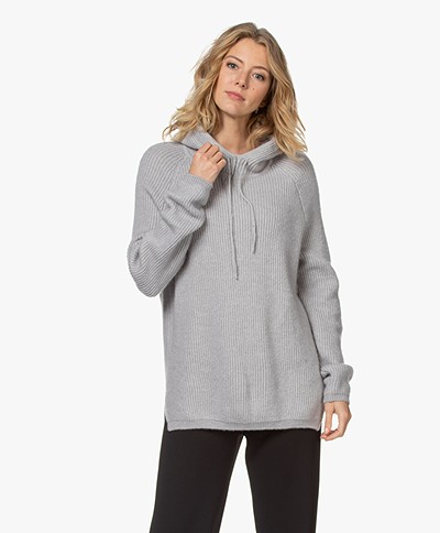 Sibin/Linnebjerg Suri Mohair Mix Hooded Sweater - Light Grey 