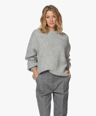 ANINE BING Jolie Alpaca Blend Ribbed Sweater - Heather Grey