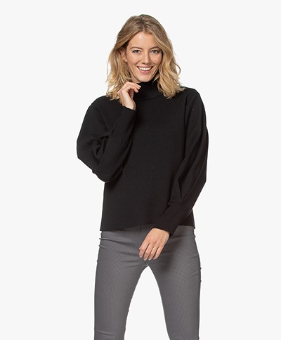LaSalle Virgin Wool Milano Turtleneck Sweater - Black