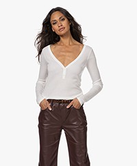 Neeve The Zoe Henley V-hals Longsleeve - Off-white
