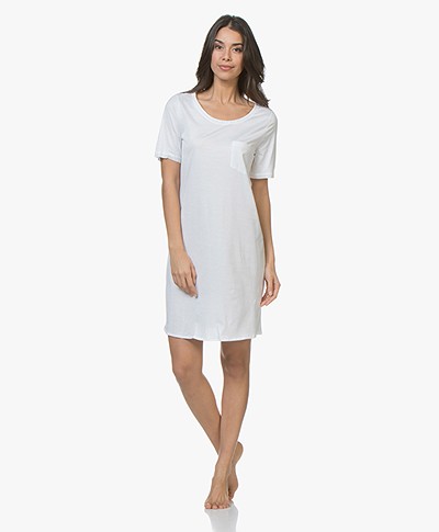 HANRO Cotton Deluxe Jersey Nachthemd - Wit