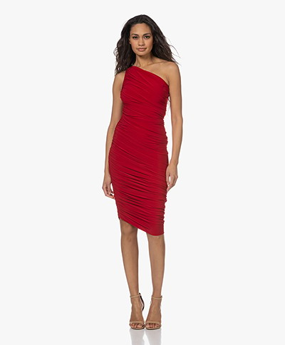 Norma Kamali Diana Tech Jersey One Shoulder Dress - Red
