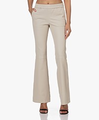 Enes Antwerp Stretch Lamb Leather Flared Pants - Clay