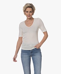 HANRO Wool-Silk Short Sleeve T-shirt - Cygne