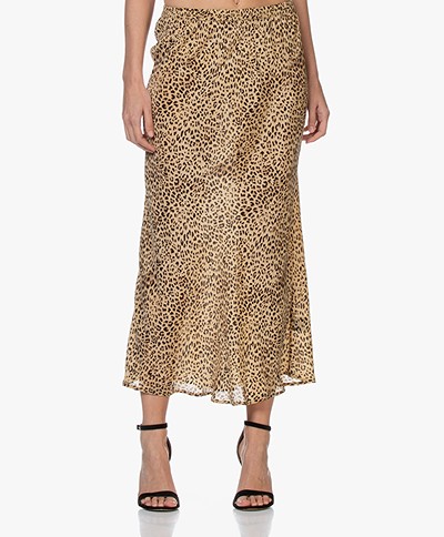 Mes Demoiselles Roseton Viscose Leopard Print Skirt - Beige