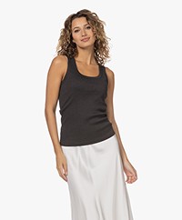 Róhe Marit Ribgebreide Katoenmix Tanktop - Grijs Mêlee