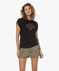 Zadig & Voltaire Adele Love Bubble Strass T-shirt - Zwart 
