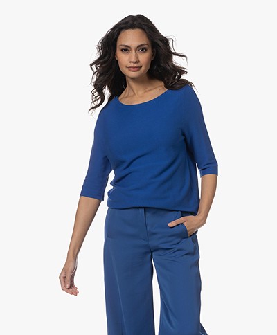 KYRA Brenda Garter Stick Short Sleeve Sweater - Blue Galaxy