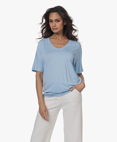 KYRA Jennifer V-neck T-shirt - Air Blue