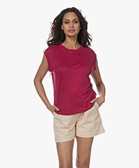by-bar Thelma Linnen Muscle T-shirt - Cerise