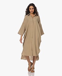 Woman by Earn Jeannel Oversized Linen Shirt Dress - Camel