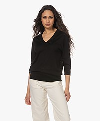 Repeat Silk and Cashmere V-neck Sweater - Black