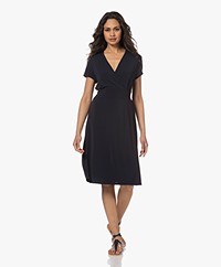 no man's land Crêpe Jersey Faux Overslag Jurk - Dark Sapphire