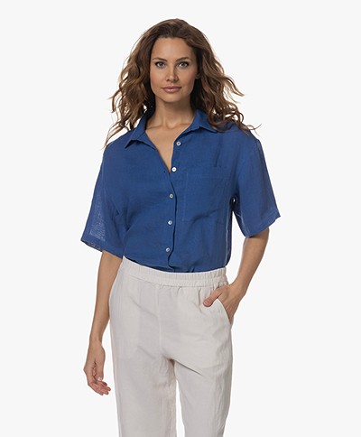 by-bar Cris Linen Short Sleeve Shirt - Kingsblue