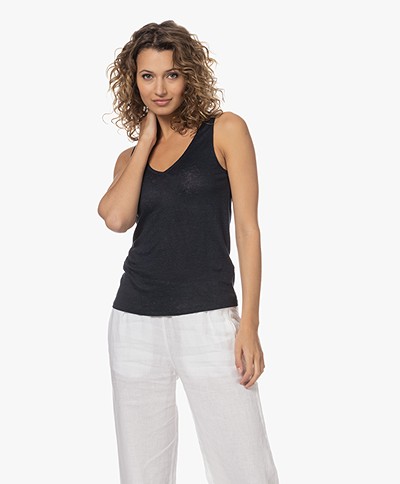 Majestic Filatures Linnen V-hals Tanktop - Marine