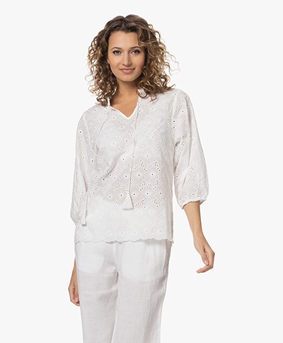 KYRA Gaby Broderie Anglaise Blouse - Warm White